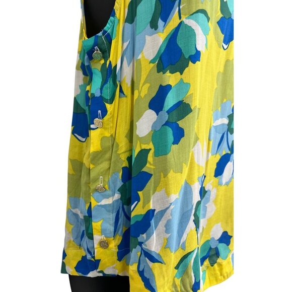 Draper James RSVP Womens Button Side Tank Top Size Small S Yellow Floral EUC - Picture 4 of 9